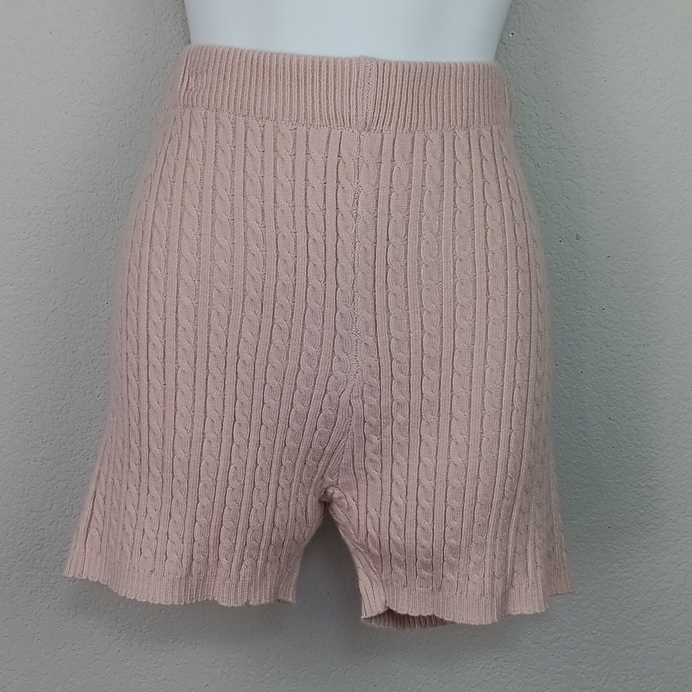 Chelsea & Violet Womens Baby Pink Cable Knit Cozy Bike Shorts sz L